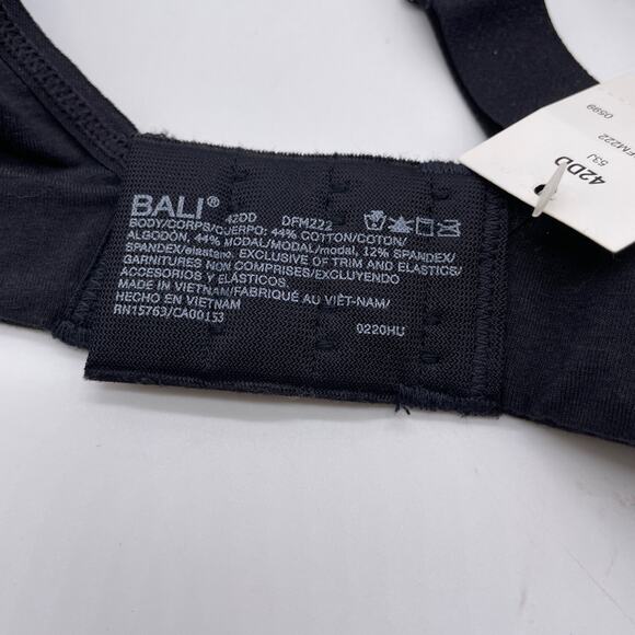 Bali Women's NWT Smooth Black Underwire Bra Size 42DD - Picture 2 of 3
